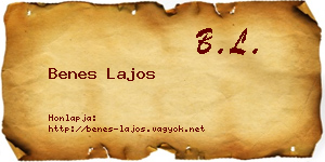 Benes Lajos névjegykártya